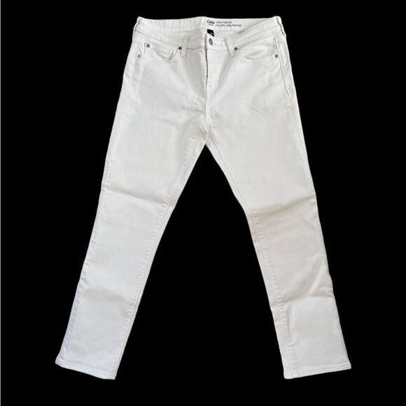 GAP White Girlfriend Jeans Sz 8/29R Cotton Blend Mid Rise Stretch 27" Inseam EXC - Picture 6 of 6